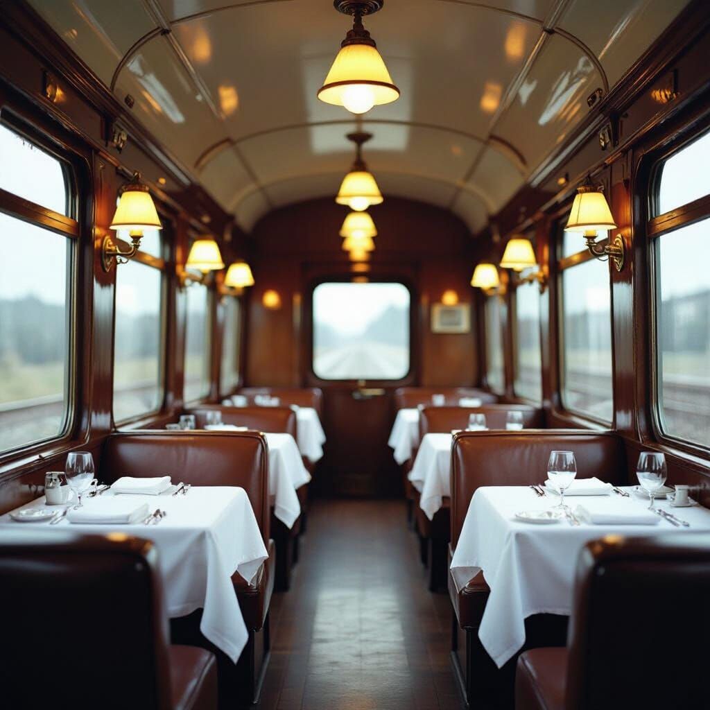 Luxurious 1930s Railroad Dining Car Interior