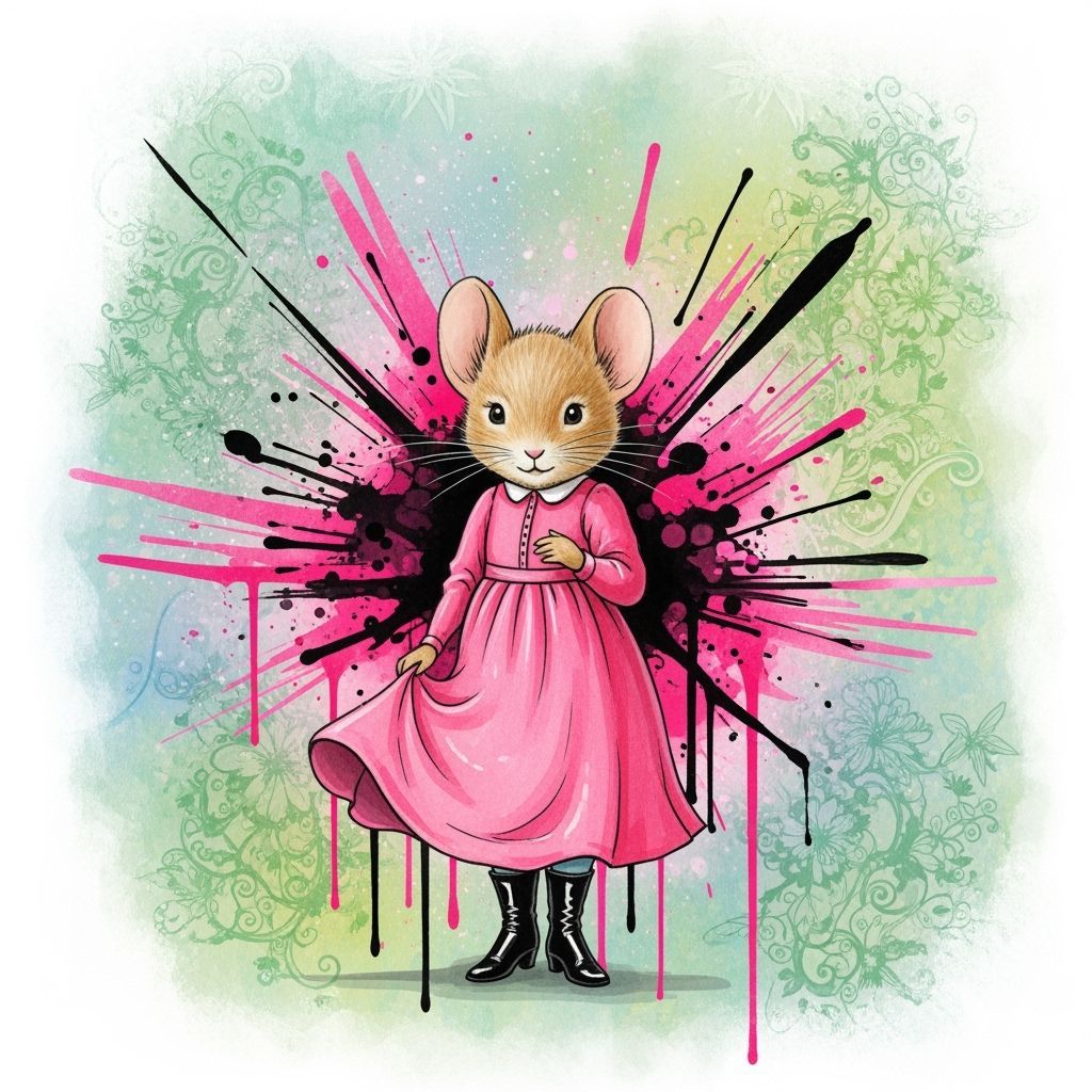 Pink and Black Watercolour Portrait of a Friend