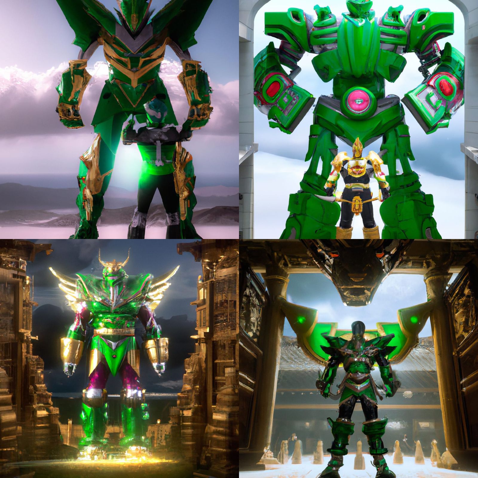 Green Power Ranger and Dragonzord at Heaven's Gates