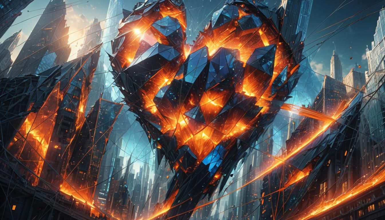 Futuristic City Crystal Glow in Digital Matte Painting