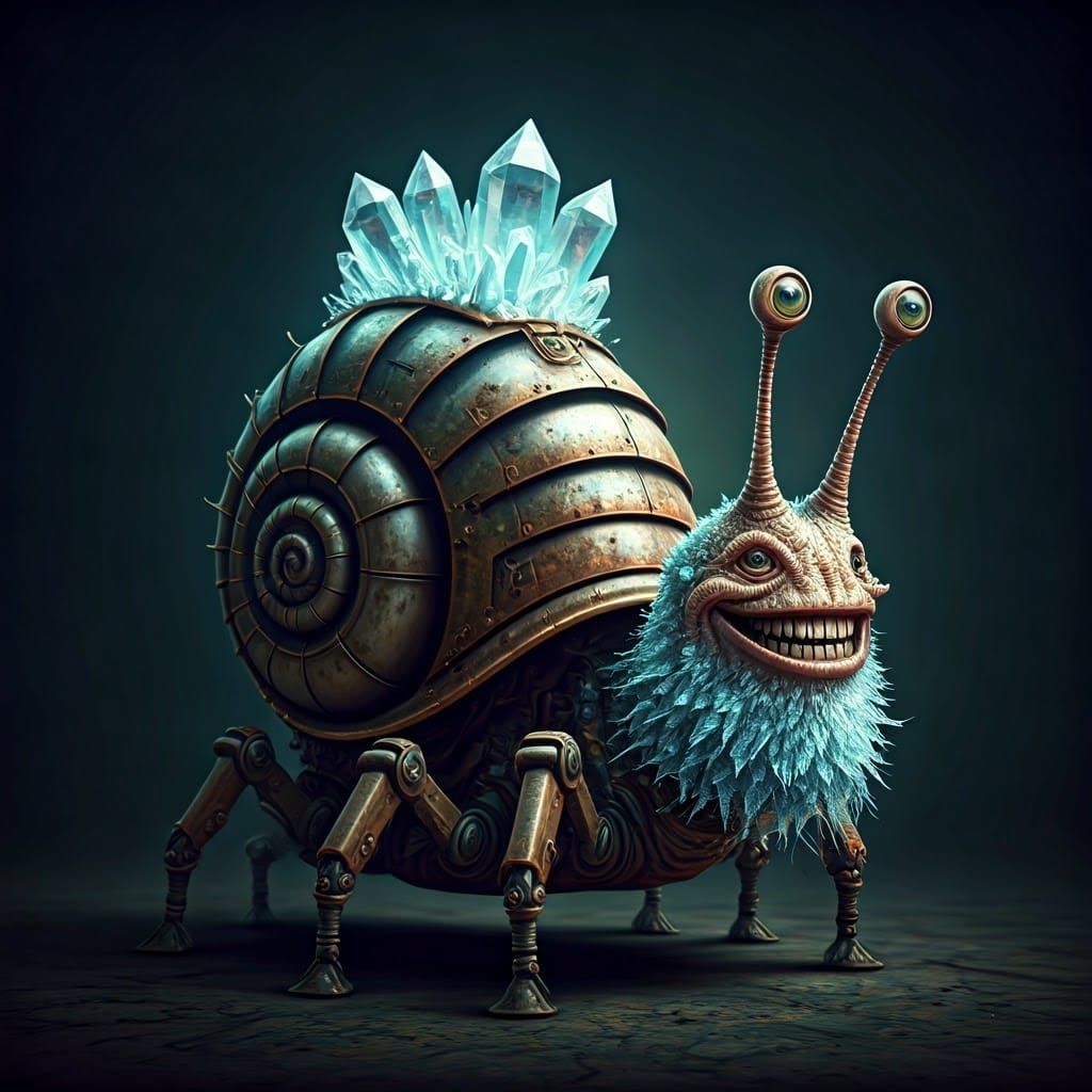 Cyberpunk Steampunk Snail Demon
