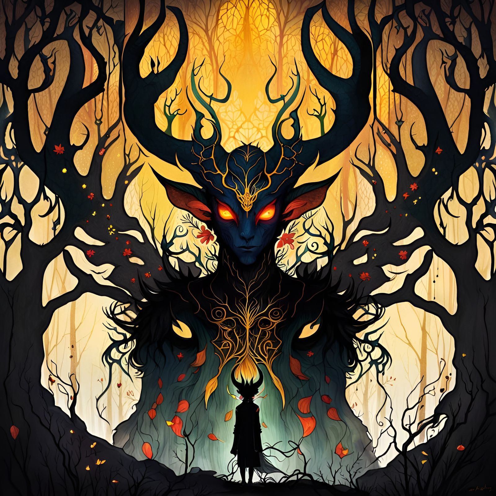 Luminous Shadow Monster in Watercolor Style