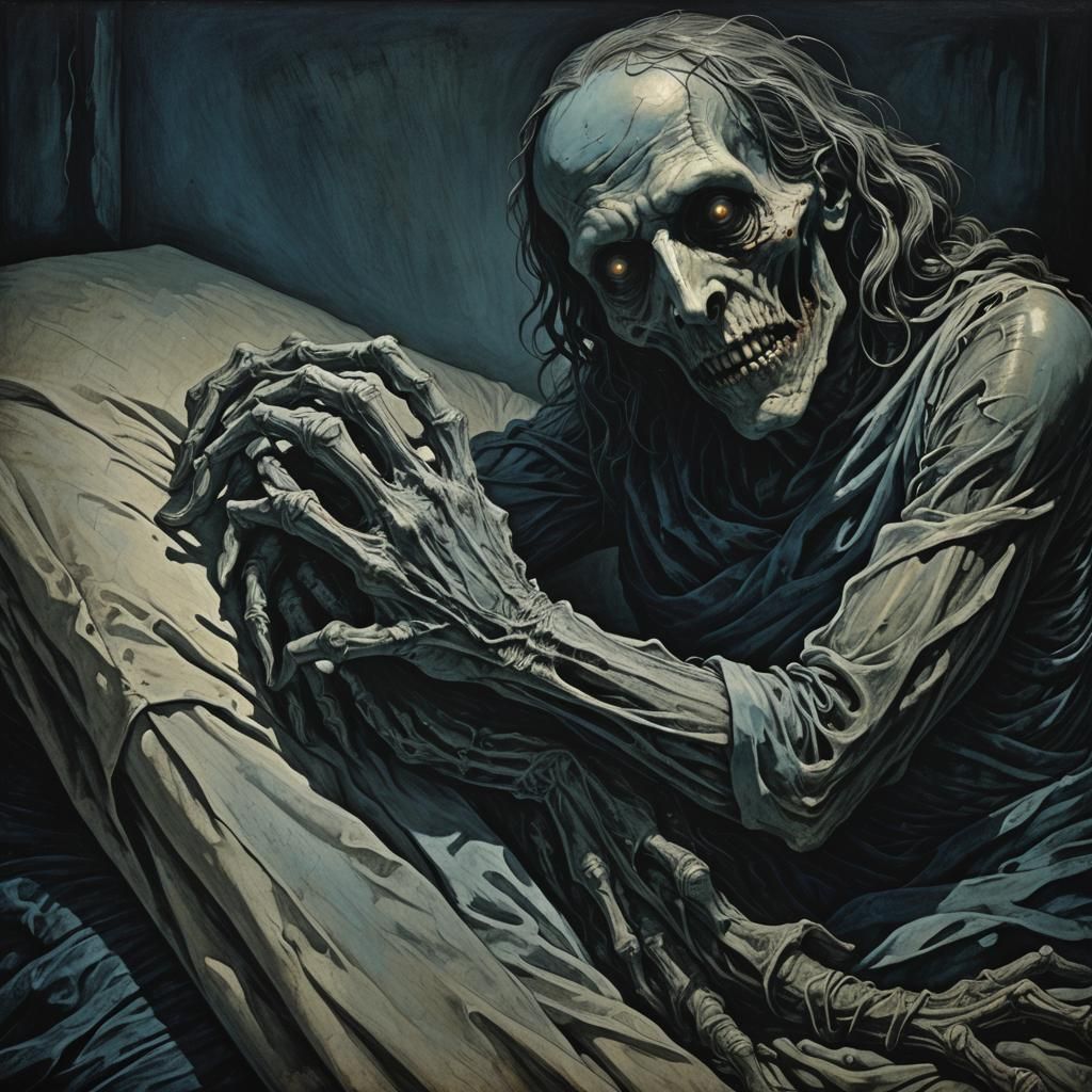 Nightmarish Figure in Dark Surrealist Horror Style