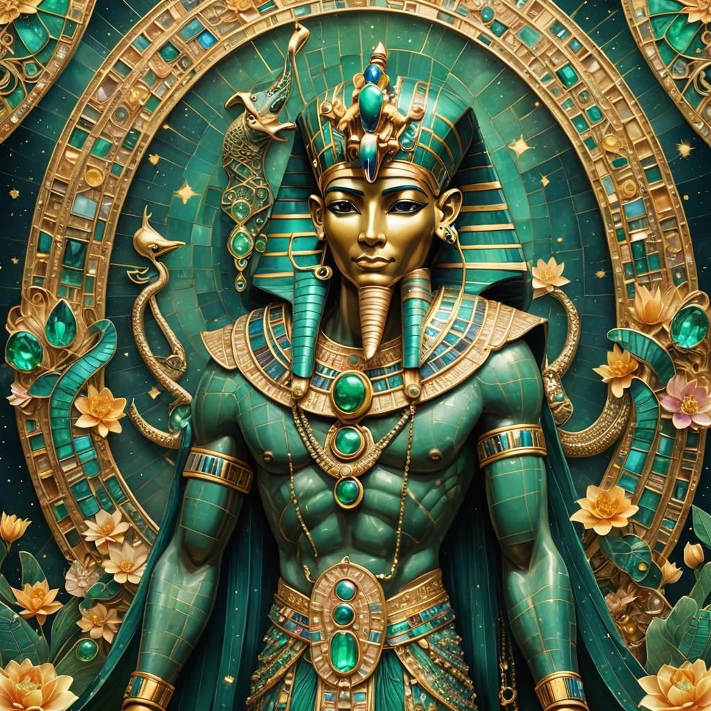 Osiris in Art Nouveau Style Emerald Texture