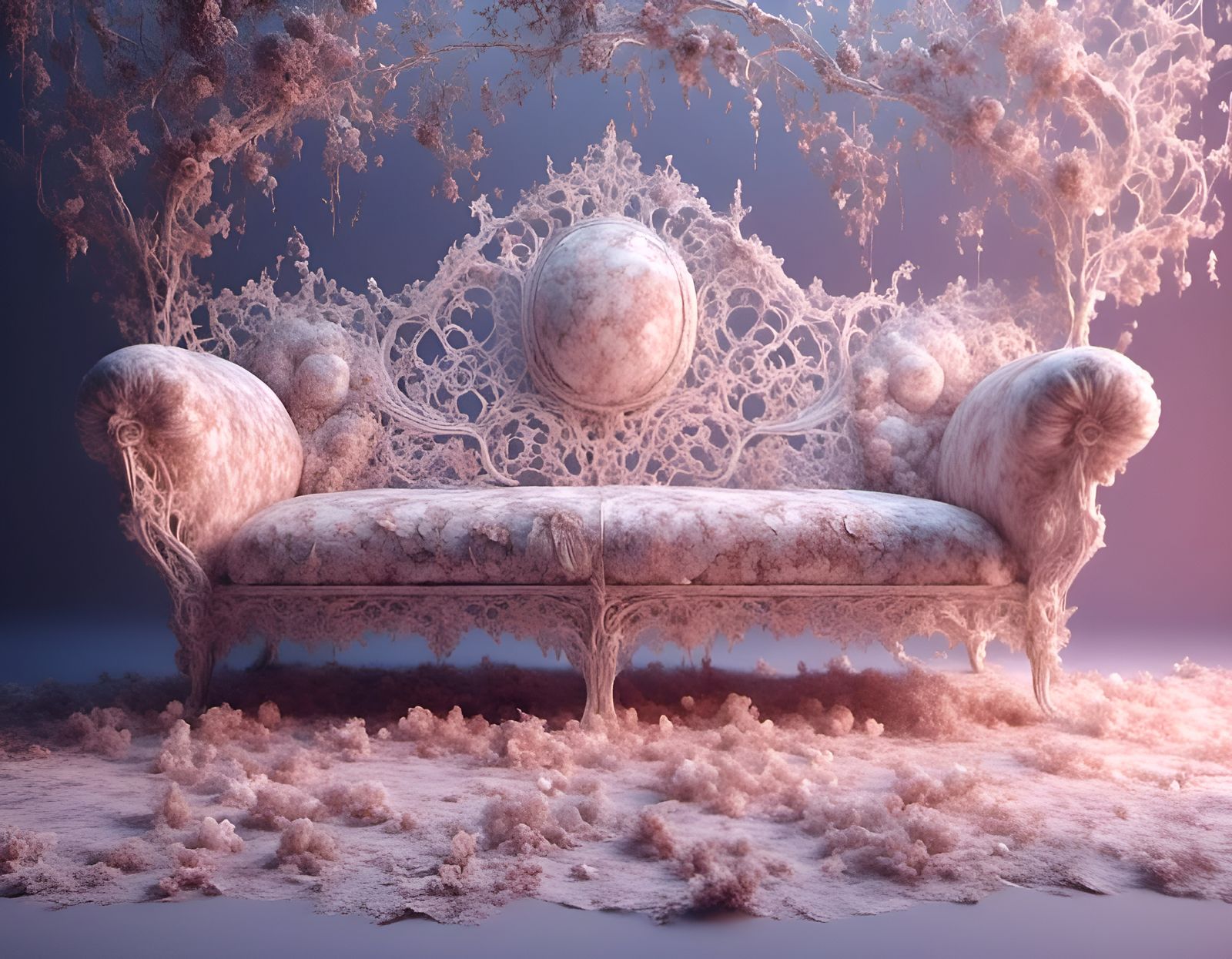 Lace and Glass Couch with Organic Tracery