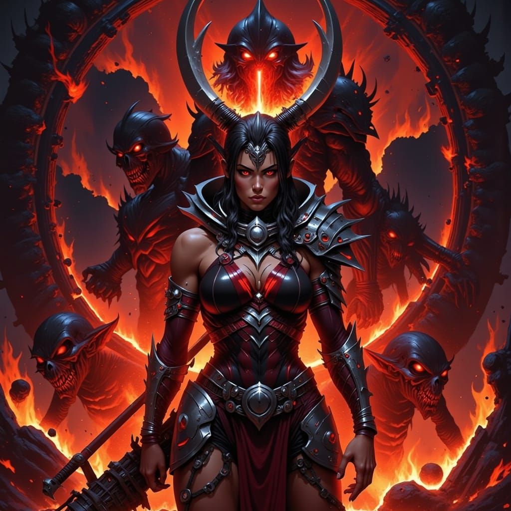 Grimdark Demoness Warriors in Powerful Combat