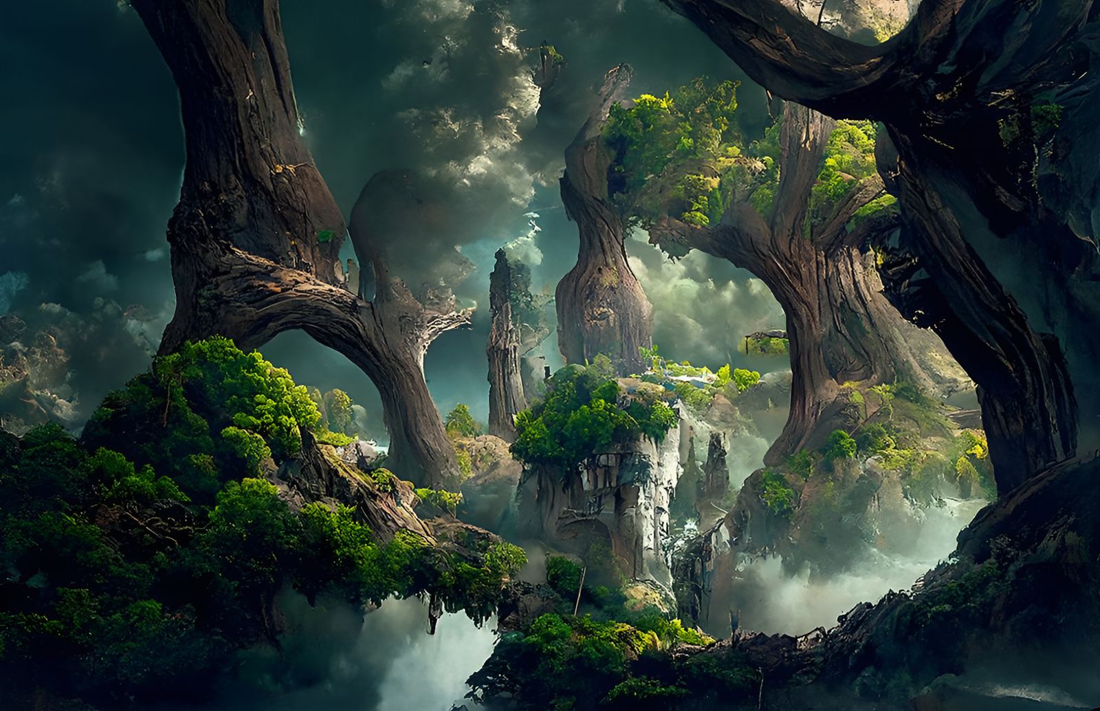 Enchanted Forest: Gigantic Tree in Matte Painting Style