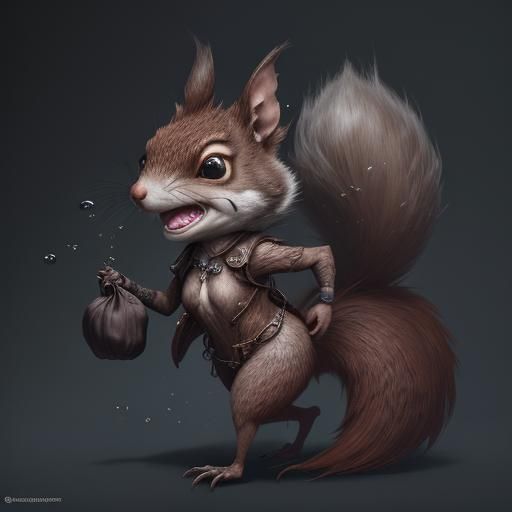 Macabre Squirrel Messenger in Mythical Forest