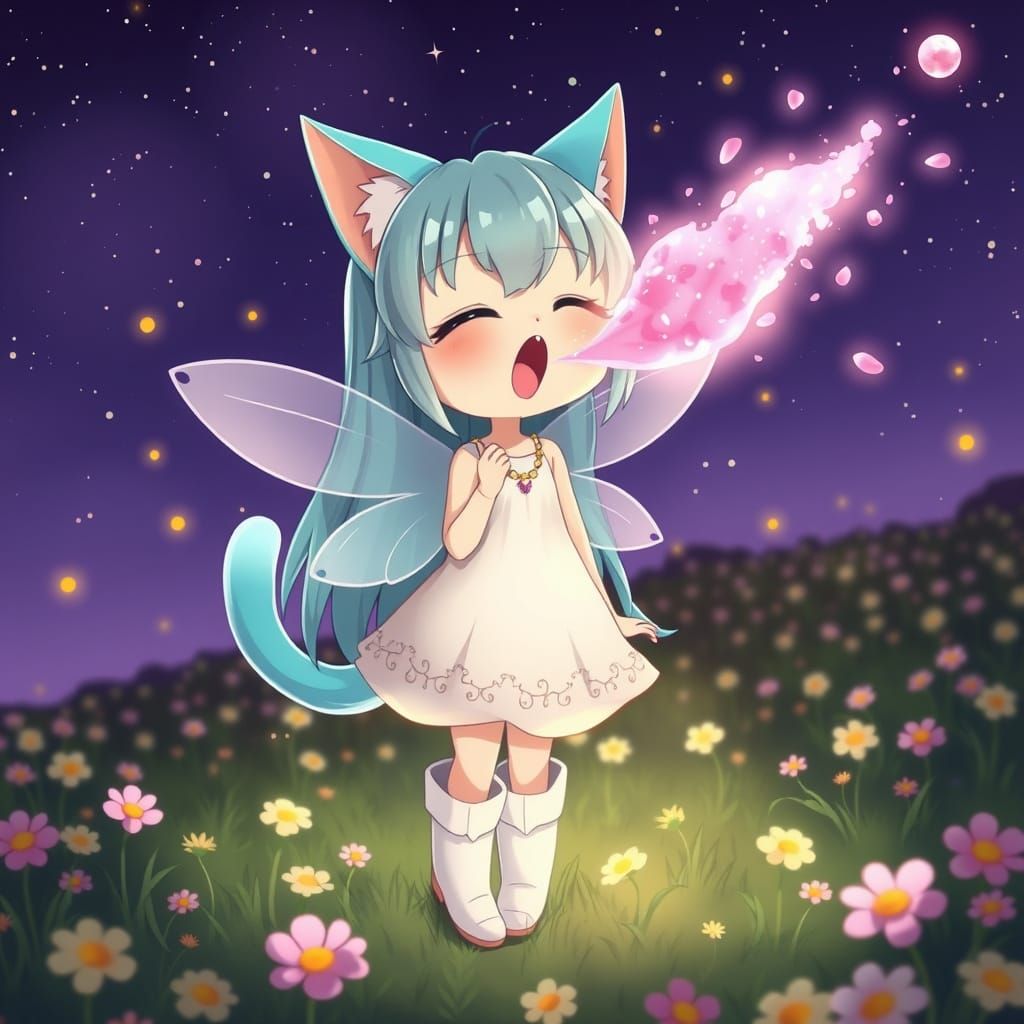 Anime Fairy Catgirl Sneezing Pixie Dust