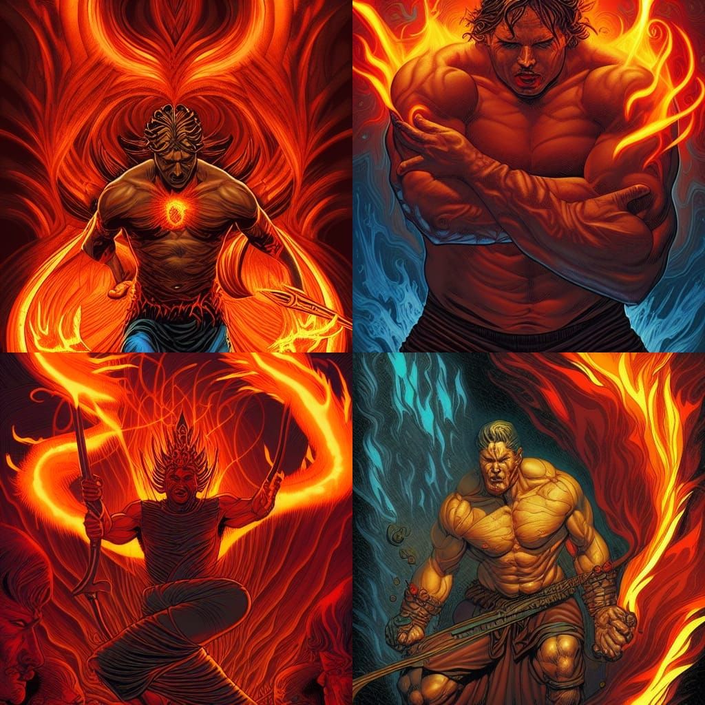 Fiery Deity in Dynamic Comic Book Art Style