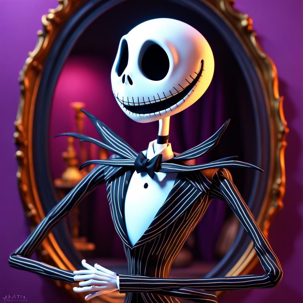 Jack Skellington Mirror Portrait in 3D Digital Art