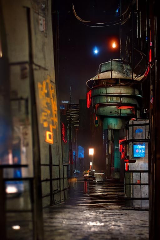 Futuristic Cyberpunk Alleyway at Night