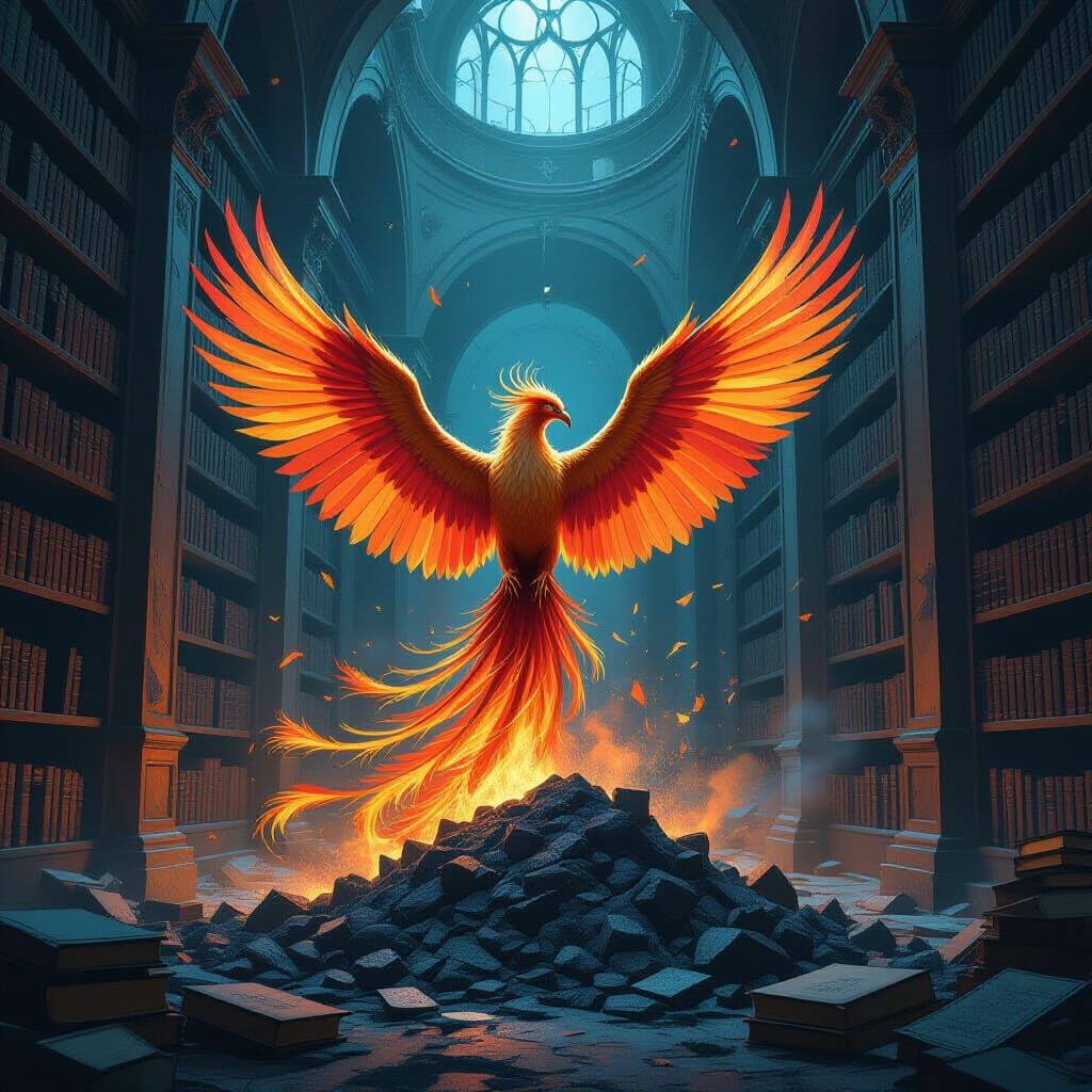 Majestic Phoenix Rises From Graphite Dust
