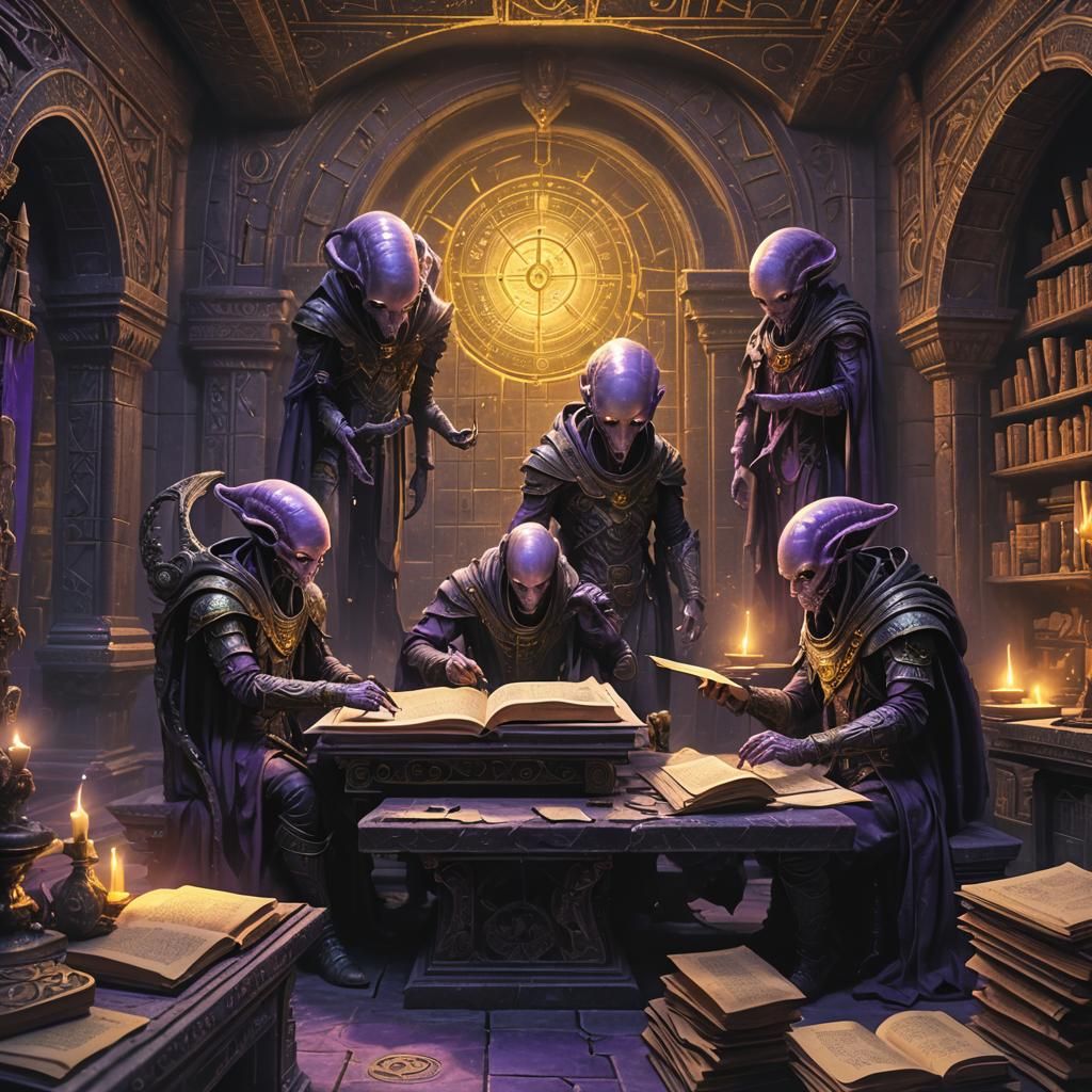 Dark Fantasy: Grey Aliens Studying Mathematics