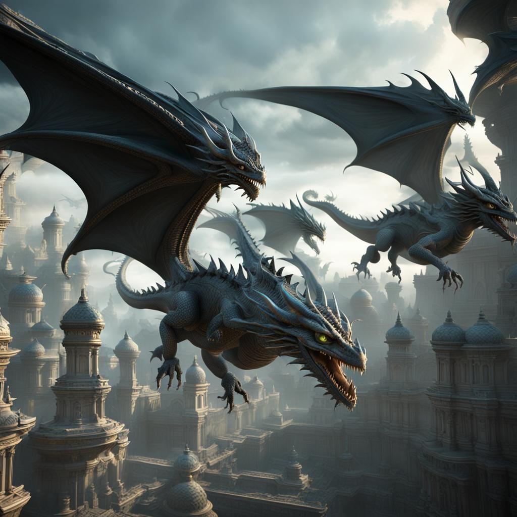 Giger-Inspired Dragons in Volumetric Lighting