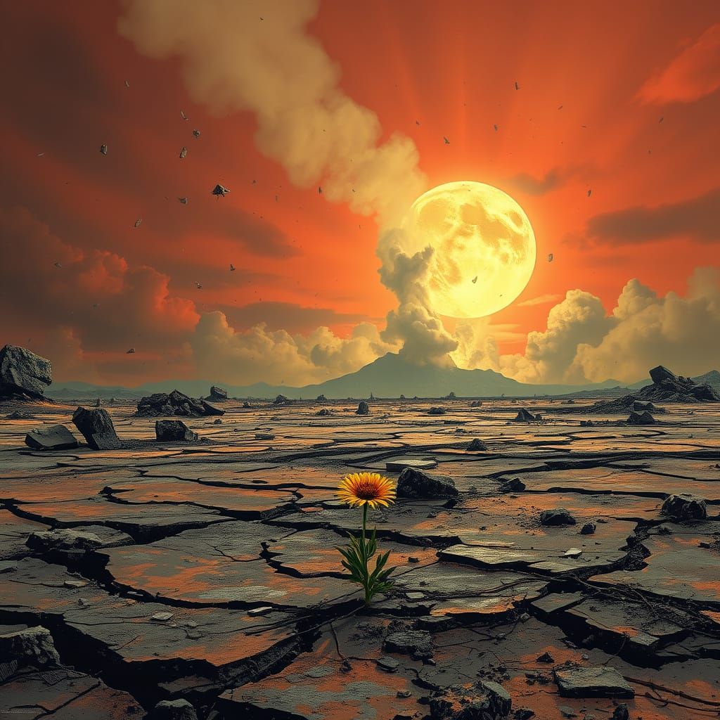 Post-Apocalyptic Landscape After Atomic Blast