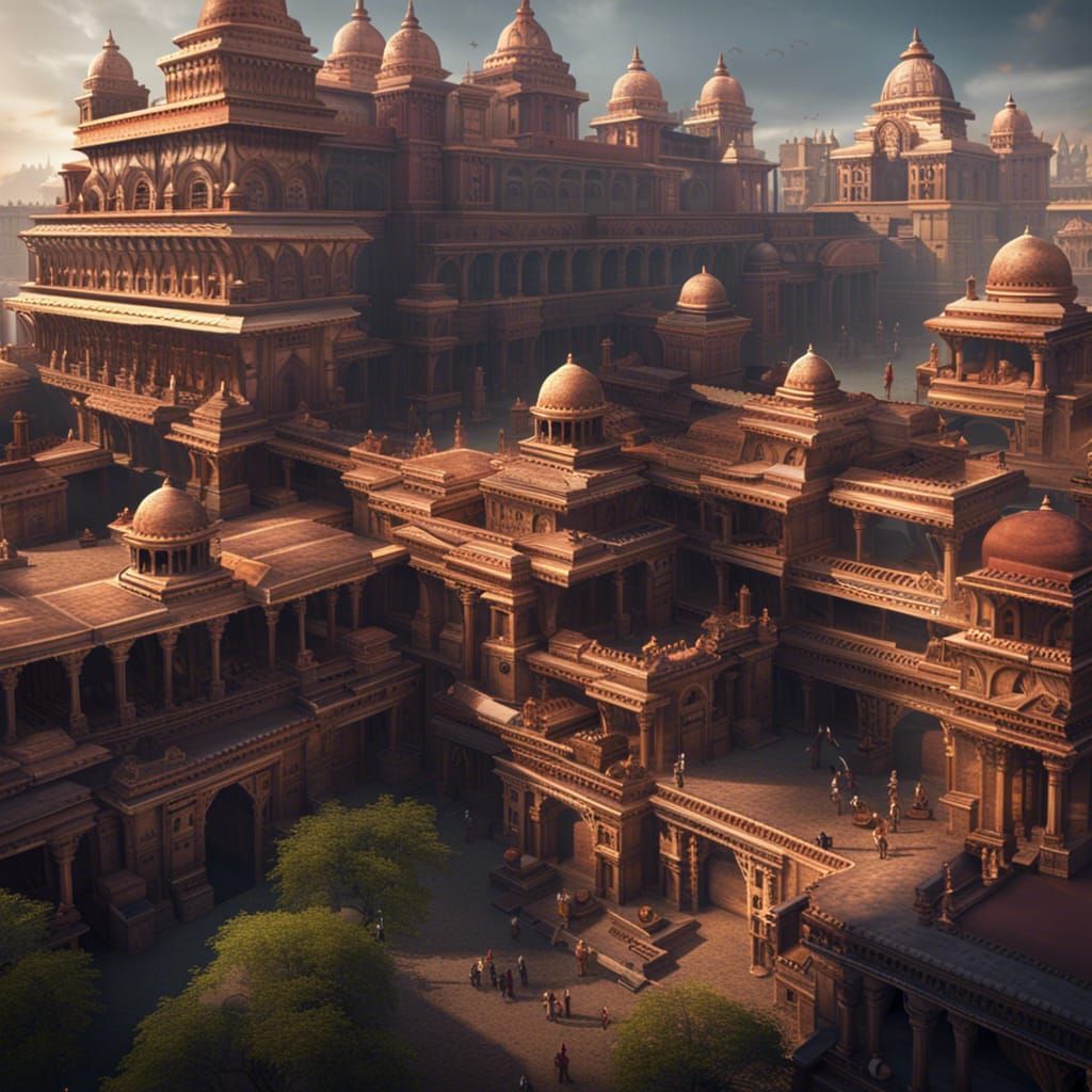 Sci-Fi Ancient India: Maurya Empire Cityscape