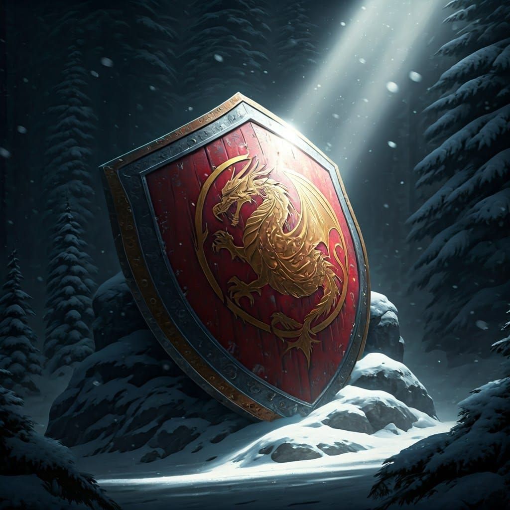 Gothic Dragon Shield in Dark Forest