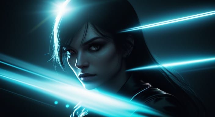 Single Neon Light Beam in Cinematic Style