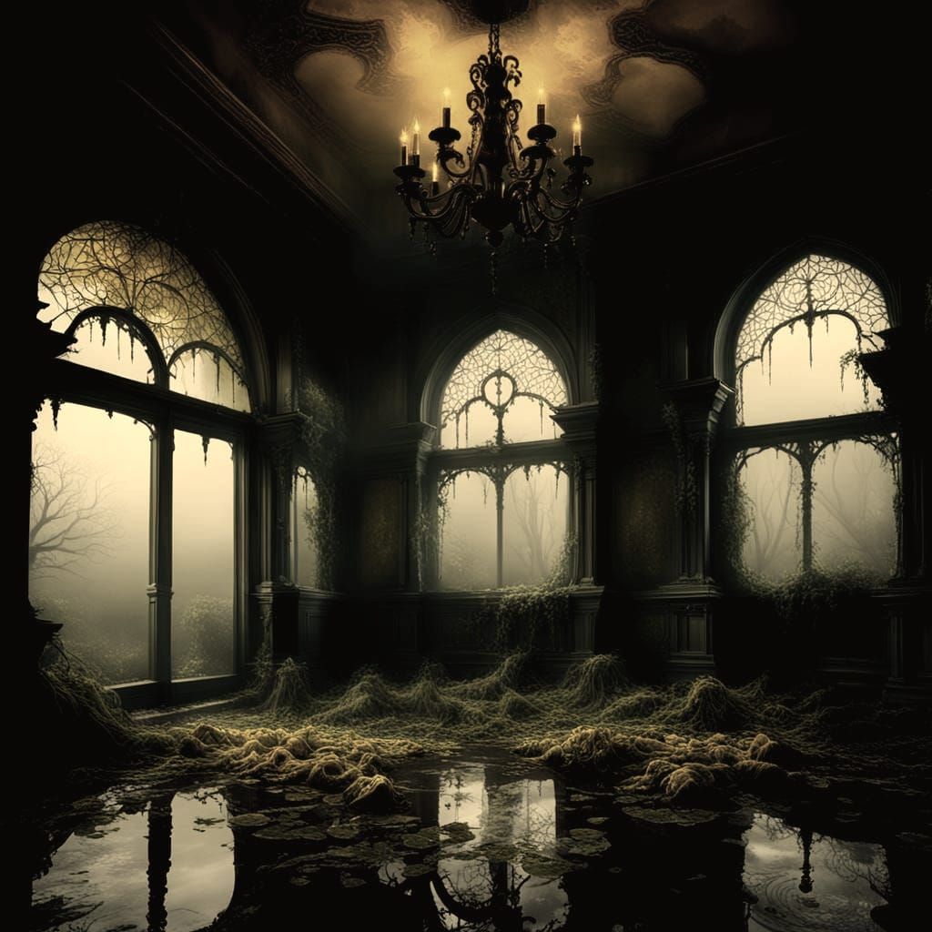 Haunted Mansion: Exterior Graveyard Meets Eerie Interior