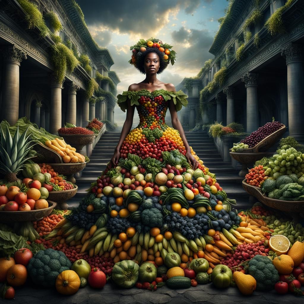 Fruit and Vegetable Dress: Digital Matte Painting