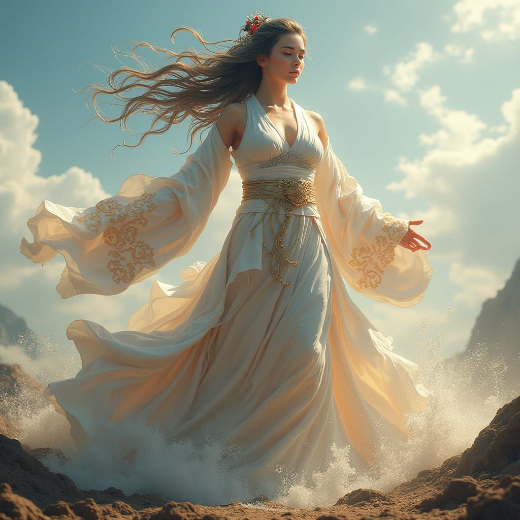 Gigantic Goddess Rises from the Earth in Anime-Inspired Digi...