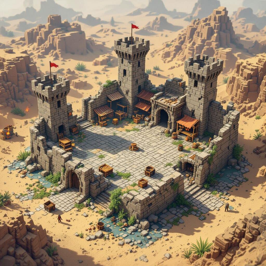 Floating Medieval City Hub in Desert Biome