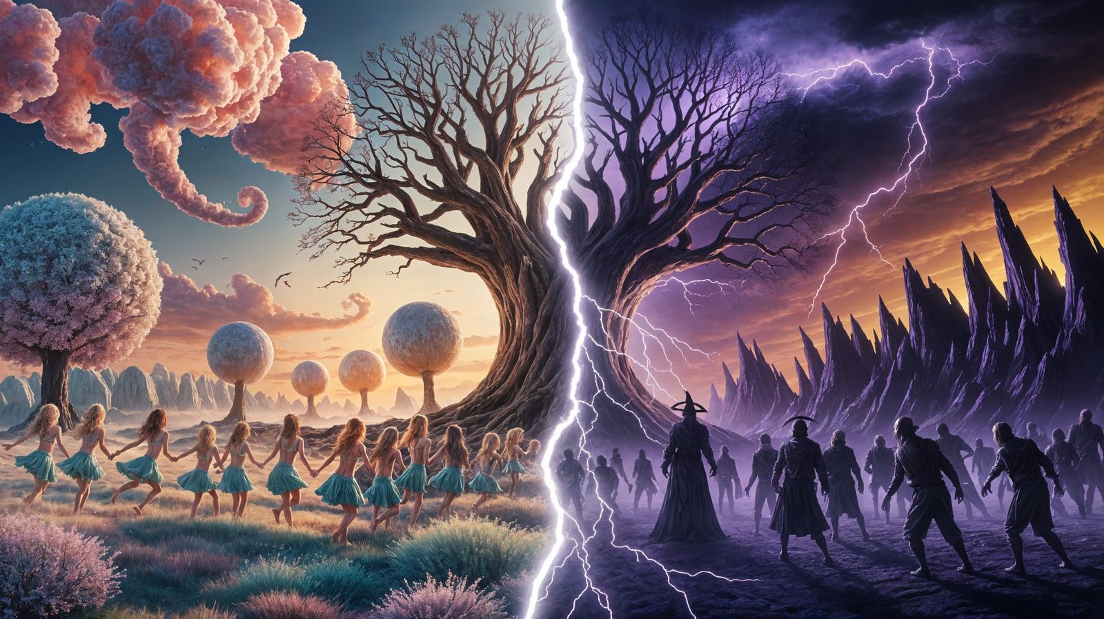 Tree Split by Lightning: Nymphs and Wizard Realms