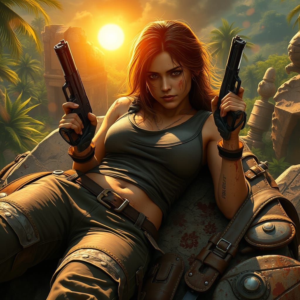 Tattered Heroine in Ancient Ruins