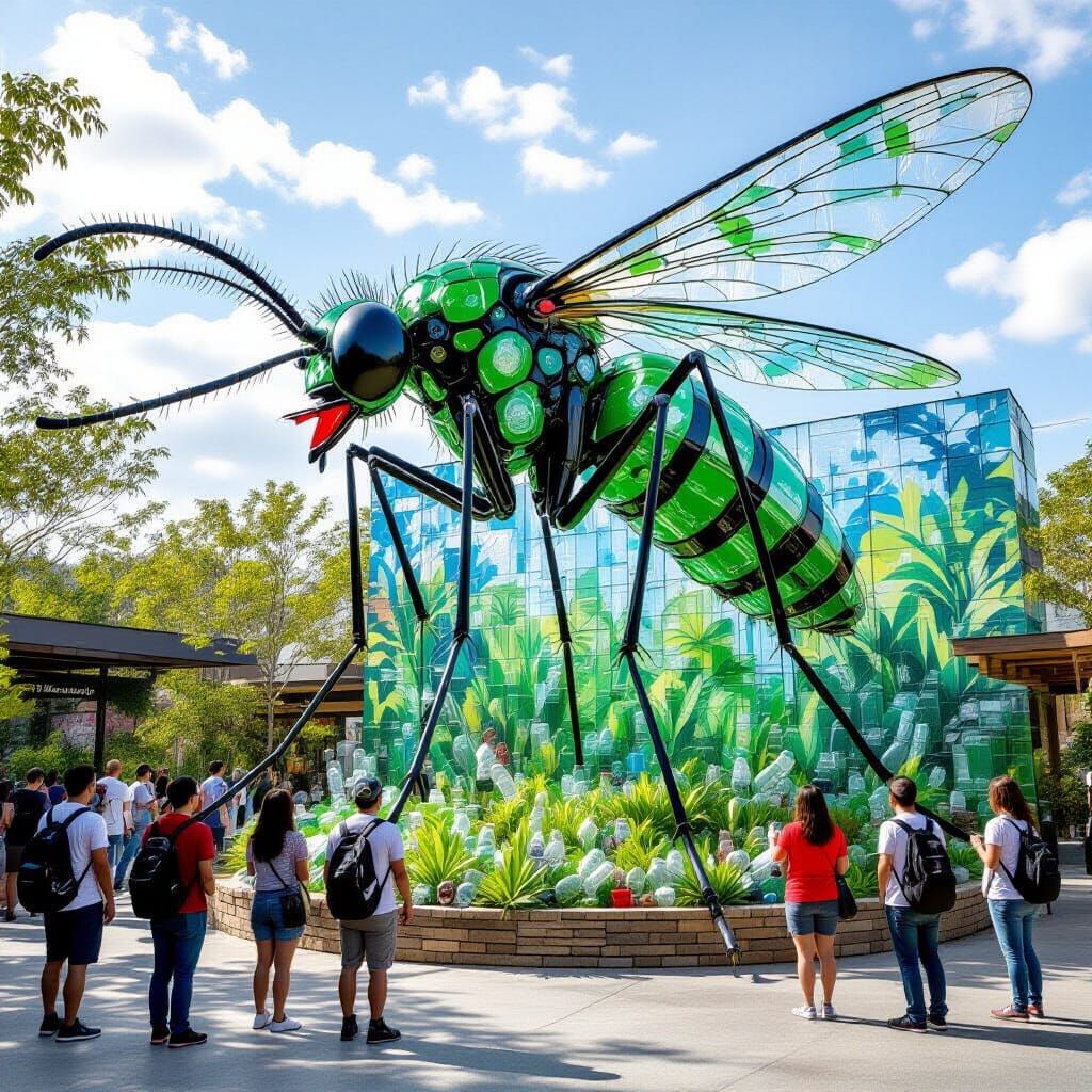 Giant Mosquito Sculpture from Recycled Plastic, Digital Art