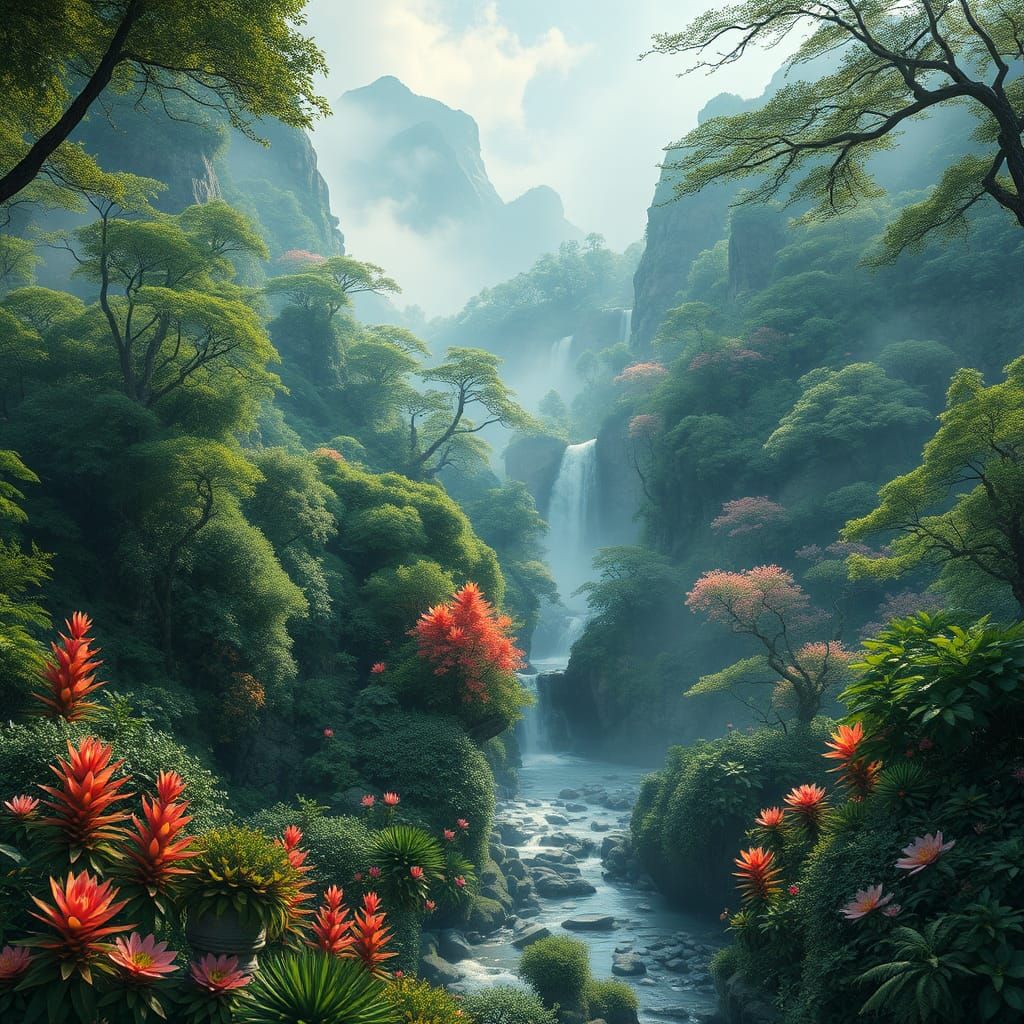 Lush Sichuan Nature Reserve in Detailed Matte Painting