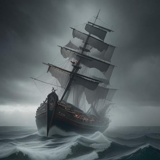 Boat on Stormy Sea: Modern Digital Matte Painting