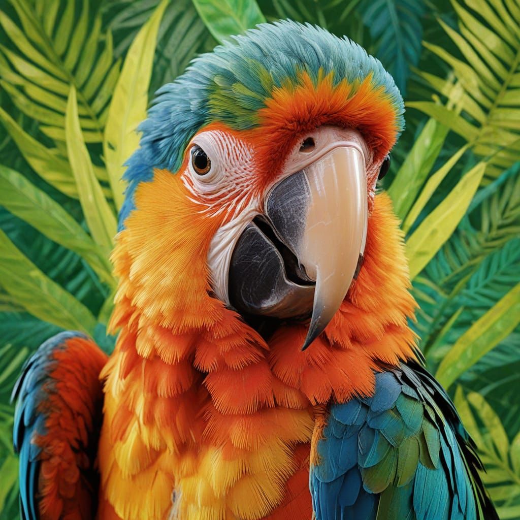 Exuberant Parrot Portrait in Vibrant Expressionism