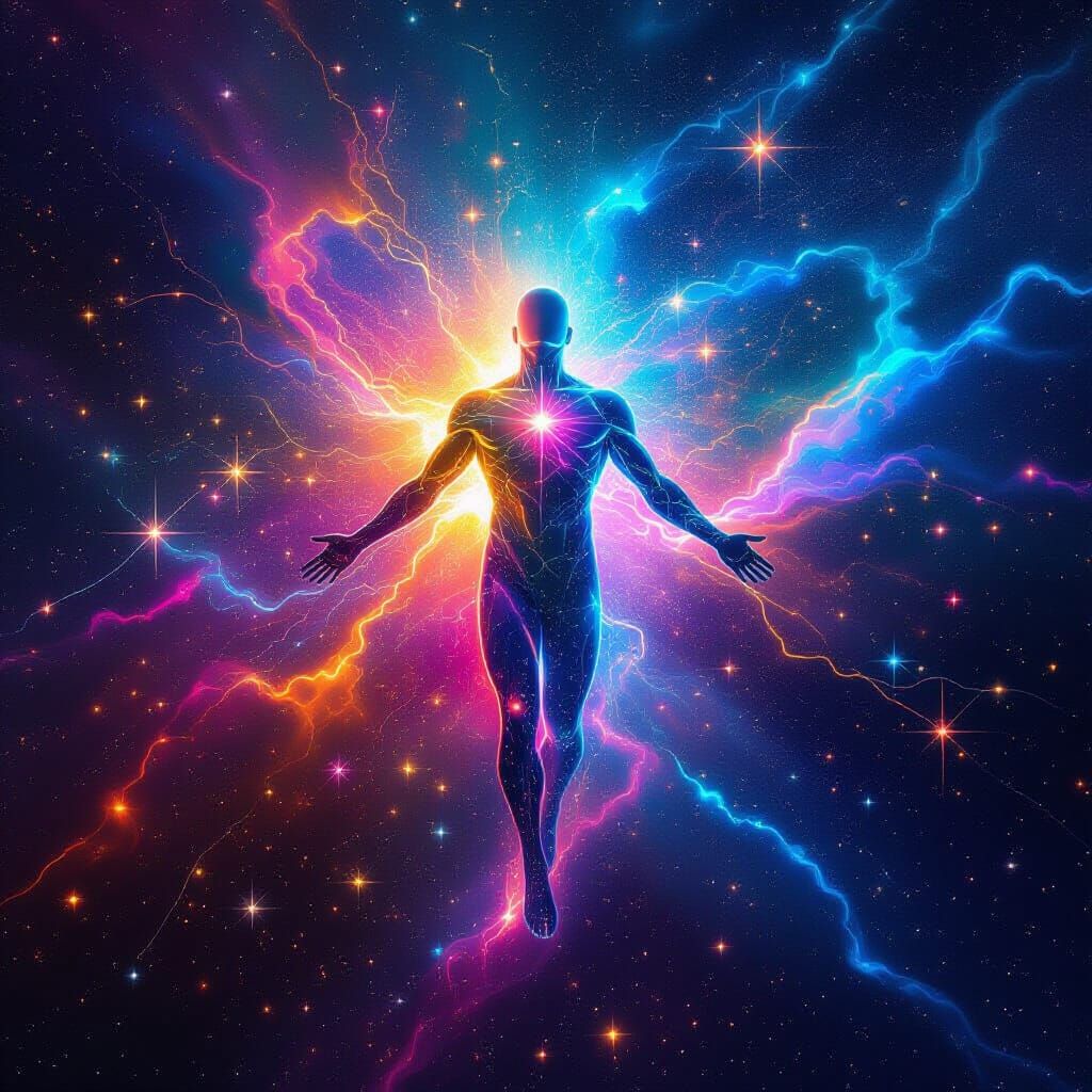 Luminous Cosmic Consciousness Pulsing Through Nebula