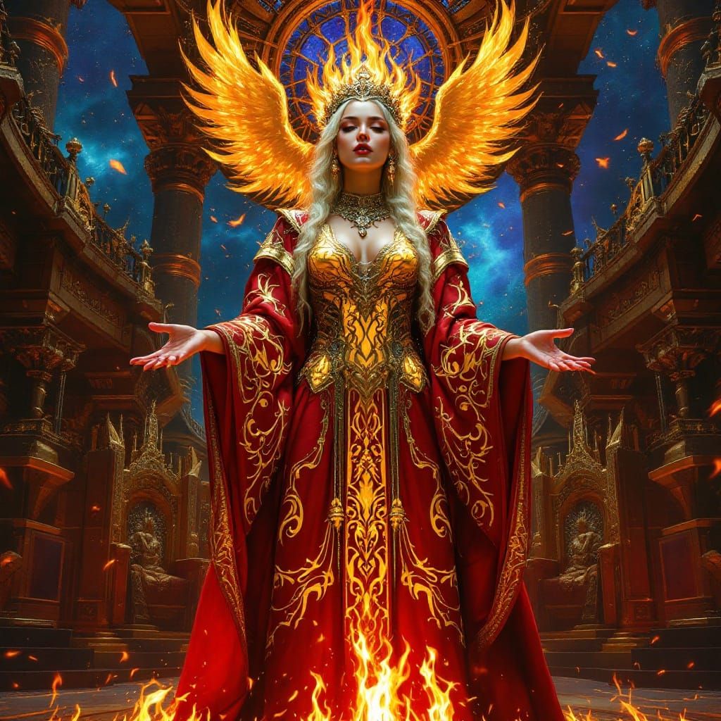 Regal Mystic Queen in Industrial Fantasy Realm