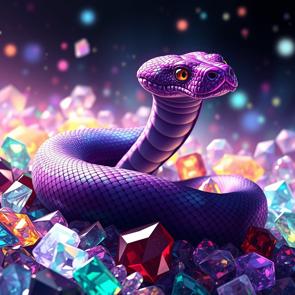 Iridescent Viper in Crystalline Gem Hoard: Anime Style