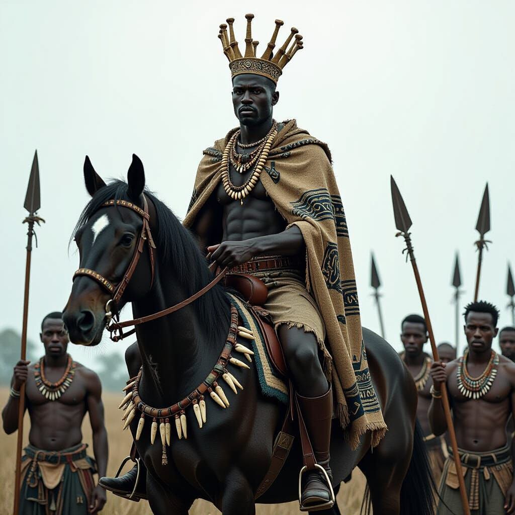 Aguba Rides: Dark Fantasy African Warriors on Horseback