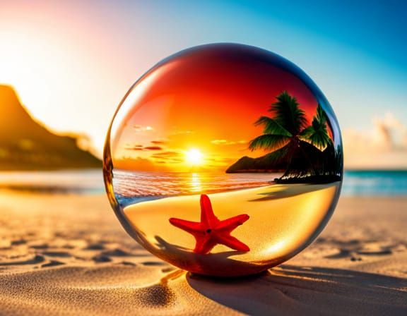 Tropical Christmas Scene in Crystal Ball