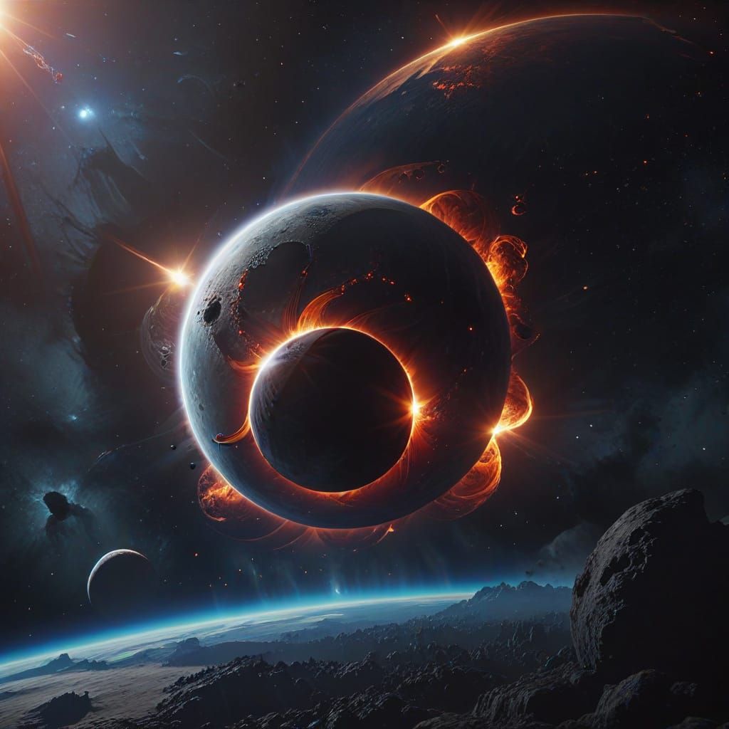 Celestial Spectacle: Solar and Lunar Eclipse Portrait