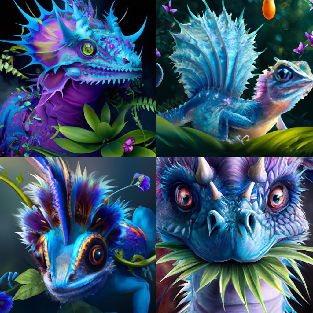 Neon Baby Rooster Dragon Portrait