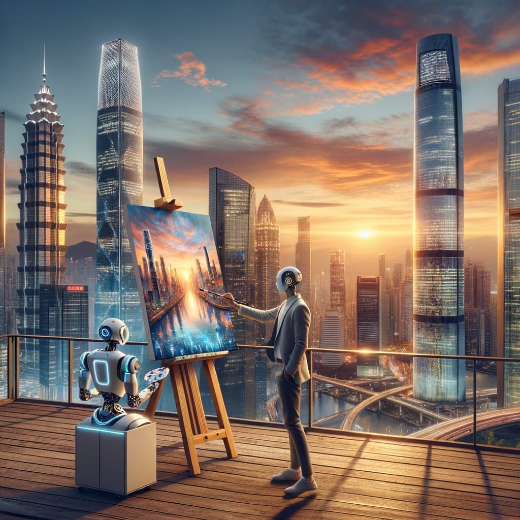 Modern Cityscape Fusion of Nature and Technology in Futurist...