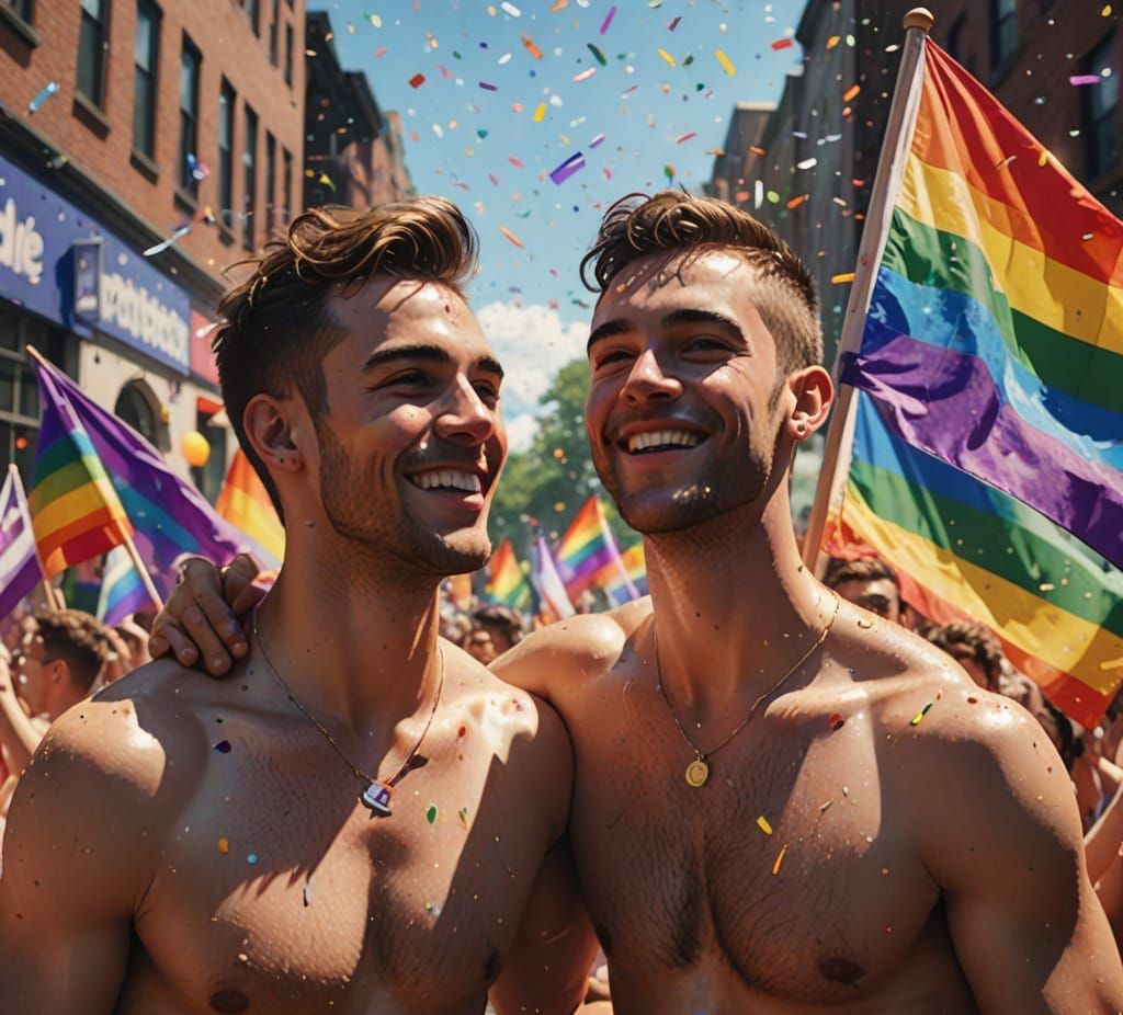 Joyful Pride Parade Celebration in Digital Painting Style