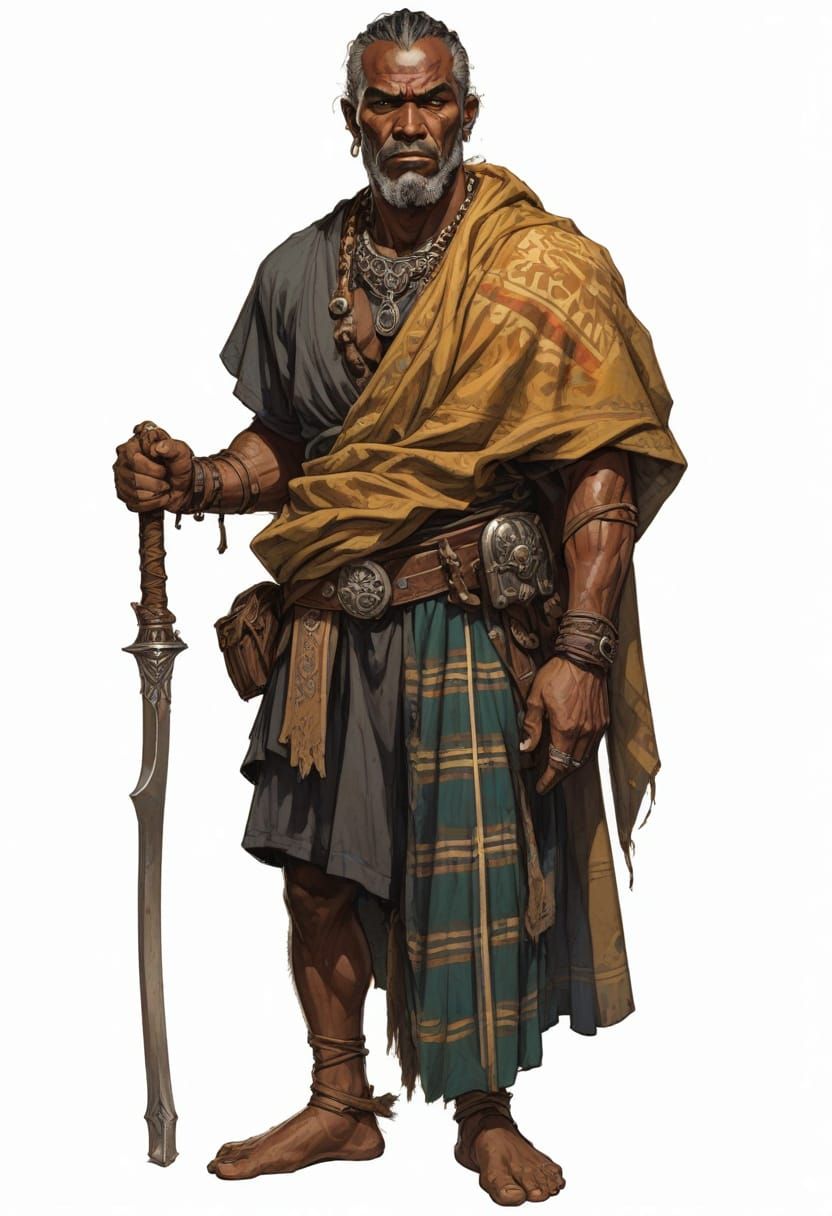 Heroic Fantasy Illustration of Muscular Caribbean Man