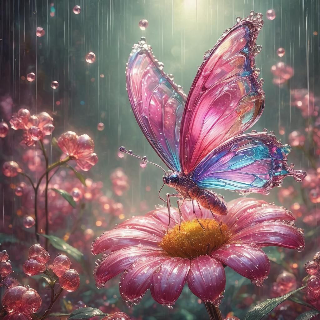 Translucent Glass Butterfly Digital Rendering