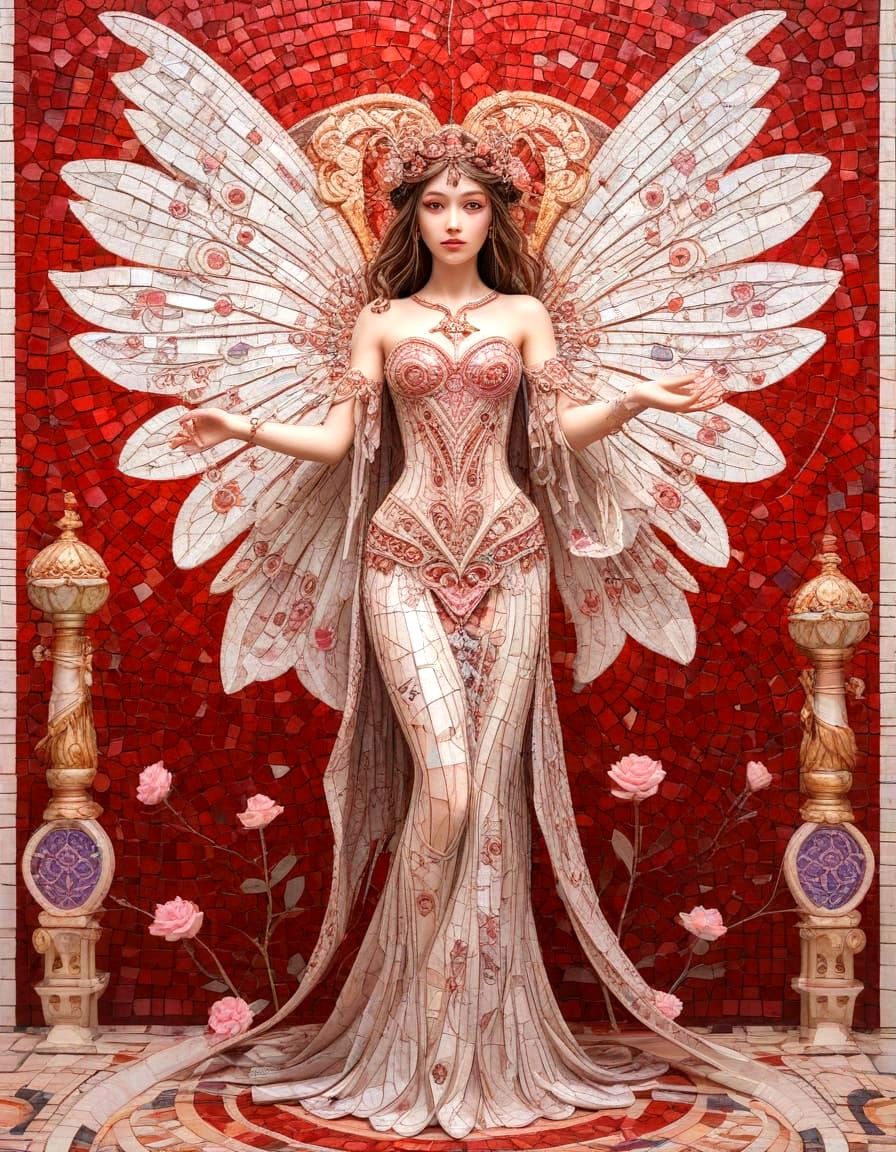 Byzantine Fairy Embodies Valentine's Day in Elaborate Mosaic...