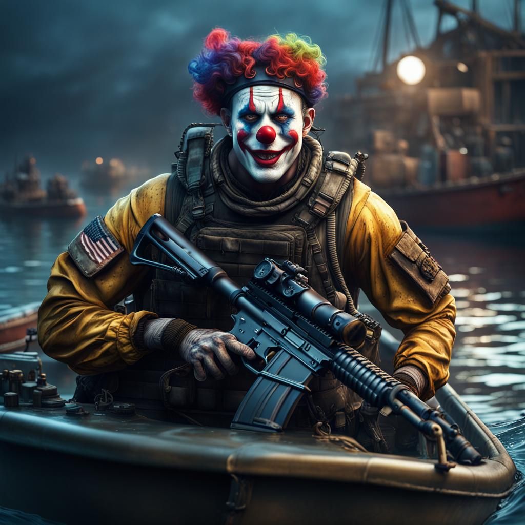 Navy Seal Clown: Detailed Matte Painting in Deep Color