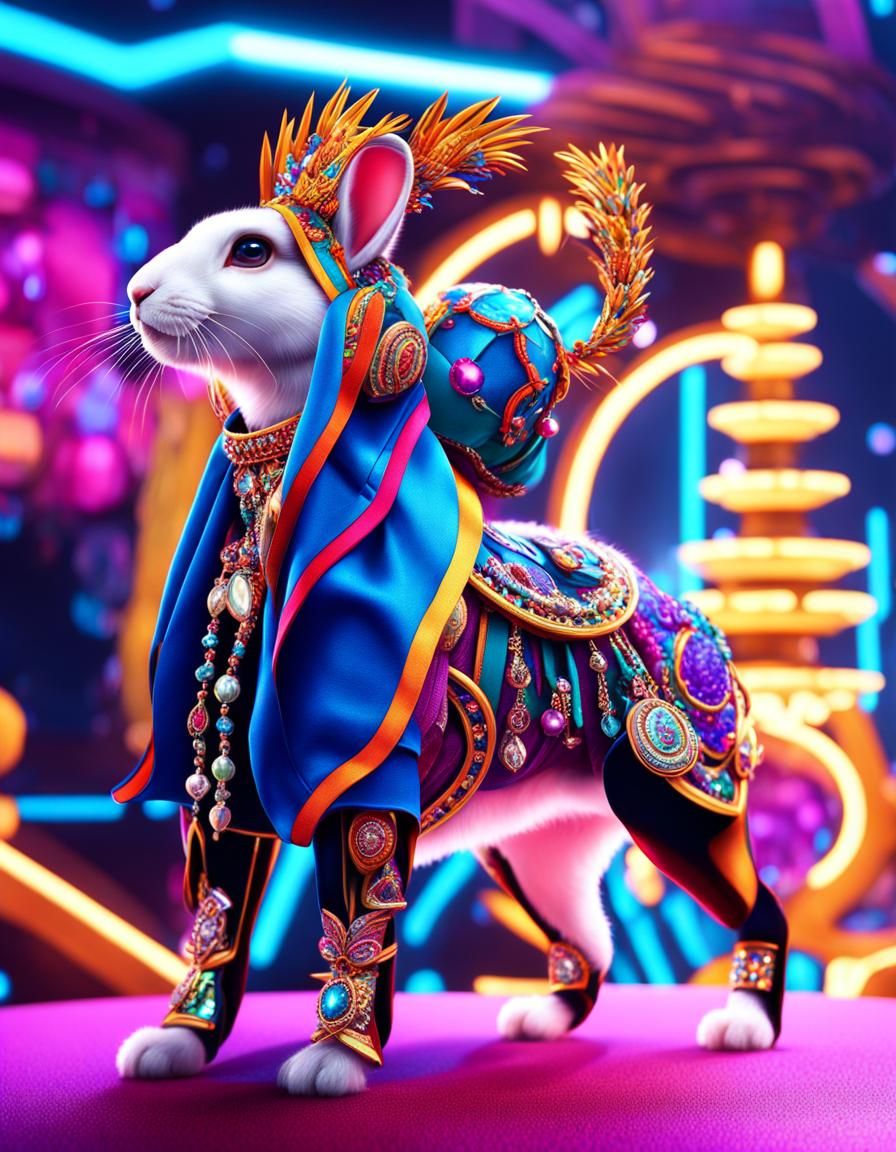 Rabbit in Futuristic Clothing: Hyperrealistic Portrait