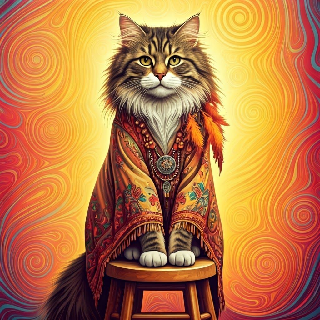 Psychedelic Bohemian Cat Goddess as Janis Joplin