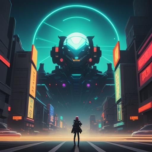 Woman in Coruscant Cityscape: Anime-Inspired Concept Art