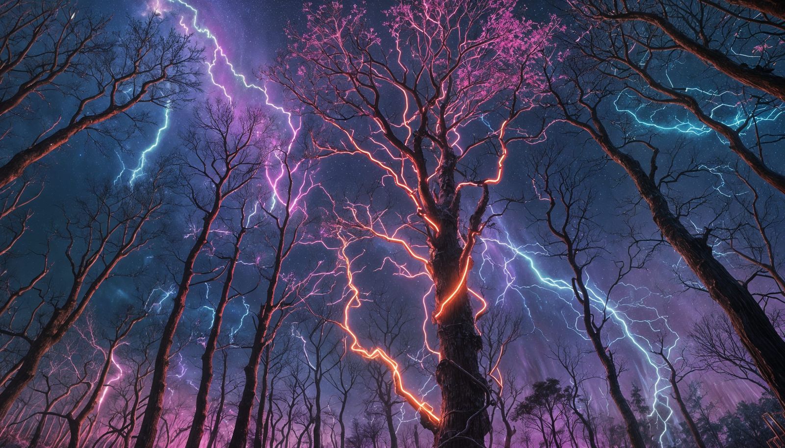 Neon Forest: Colorful Night with Glowing Trees